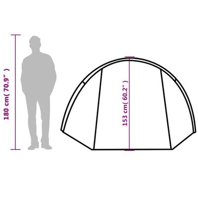 vidaXL Cort de camping tunel pentru 4 persoane, verde, impermeabil