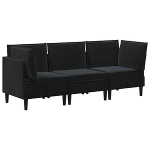 vidaXL Set de mobilier pentru living 3 buc. Negru Catifea