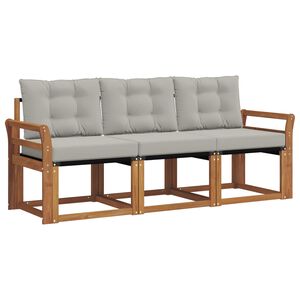 vidaXL Set de canapele de exterior 3 pcs Gri natural și deschis