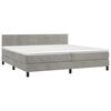 vidaXL Pat box spring cu saltea, gri deschis, 200x200 cm, catifea