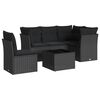 vidaXL Set mobilier de grădină cu perne, 6 piese, negru, poliratan