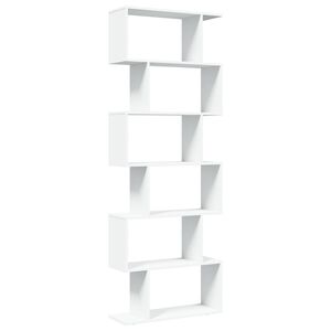 vidaXL Bibliotecă/separator cameră, 6 niveluri, alb, 70x24x193cm, lemn