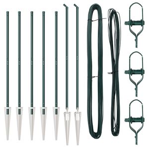 vidaXL Stâlpi de Gard Manual 7 pcs Verde Ø32mm 180 cm Oțel galvanizat