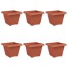 vidaXL Vază pătrată pentru flori 6 pcs Roșu cărămidă 43 x 43 x 33,5 cm
