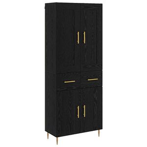 vidaXL Bufet cu sertar Stejar Negru 69,5 x 34 x 180 cm Lemn compozit