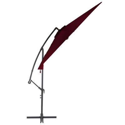 vidaXL Umbrelă suspendată cu stâlp de aluminiu, roșu bordo, 300 cm