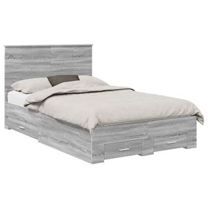 vidaXL Cadru de pat cu headboard Gri Sonoma 120 x 200 cm Lemn compozit