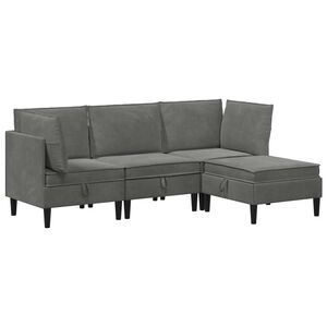 vidaXL Set de mobilier pentru living 4 buc. Gri &icirc;nchis Catifea