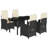 vidaXL Set mobilier de grădină cu perne, 5 piese, negru, poliratan
