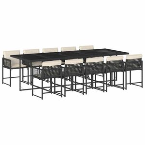 vidaXL Set mobilier de exterior cu perne, 11 piese, negru, poliratan