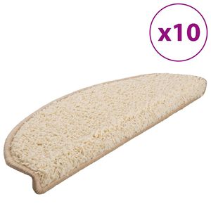 vidaXL Covorașe pentru scări, 10 buc., 65x21x4 cm, crem, semirotunde, mari