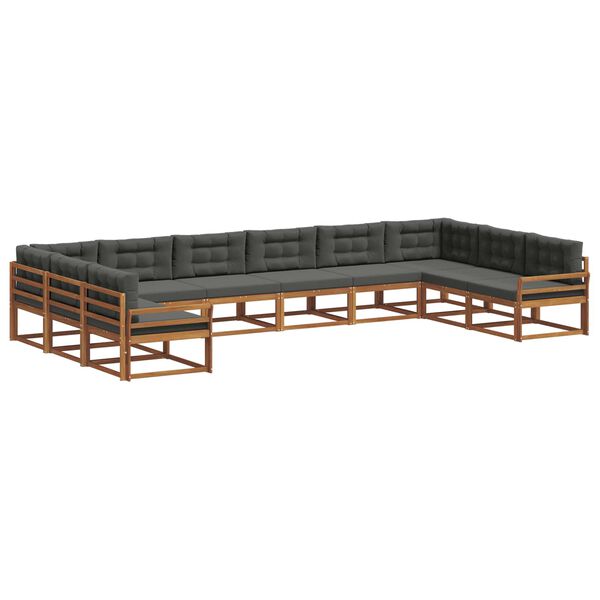 vidaXL Set de canapele de exterior cu pernă 10 pcs Natural și Antracit