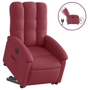 vidaXL Fotoliu electric rabatabil cu ridicare, roșu vin, textil