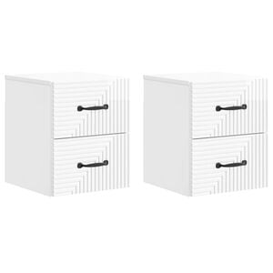 vidaXL Dulap de noapte suspendat cu sertar 2 pcs Alb foarte lucios