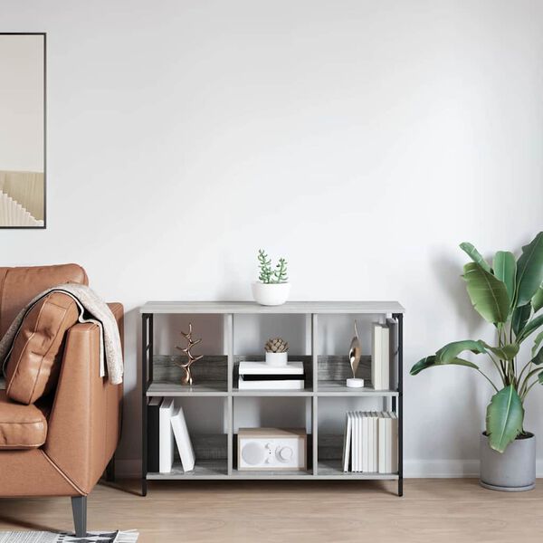 vidaXL Raft pentru cărți Gri Sonoma 102 x 32 x 72,5 cm Lemn compozit