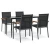 vidaXL Set mobilier de grădină, 5 piese, negru, textilenă și oțel