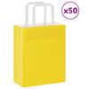 vidaXL Pungi de h&acirc;rtie 50 buc cu m&acirc;nere galbene 18x8x22 cm