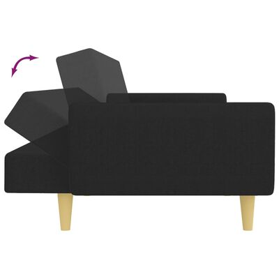 vidaXL Canapea extensibilă cu taburet, 2 locuri, negru, textil