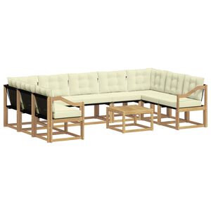 vidaXL Set de canapele de exterior cu pernă 10 pcs Alb și crem