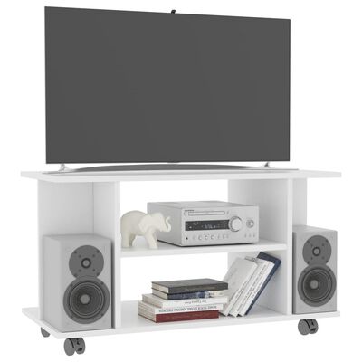 vidaXL Comodă TV cu roți, alb, 80x40x45 cm, lemn prelucrat