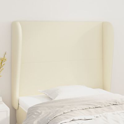 vidaXL Tăblie de pat cu aripioare, crem, 93x23x118/128 cm, piele eco