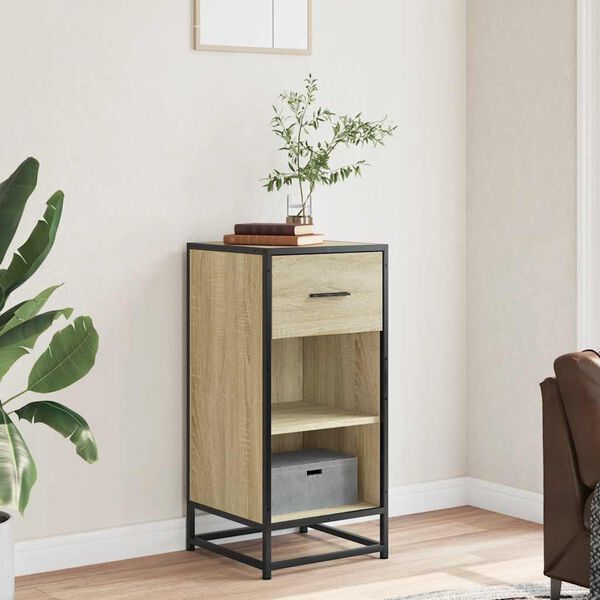 vidaXL Dulap, stejar sonoma, 35,5x35x76 cm, lemn prelucrat și metal