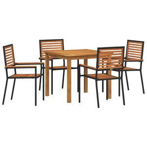 vidaXL Set de masă pentru grădină 5 buc. Negru Lemn Solid de Acacia