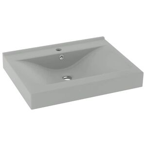 vidaXL Chiuvetă baie lux orificiu robinet gri mat 60x46 cm ceramică