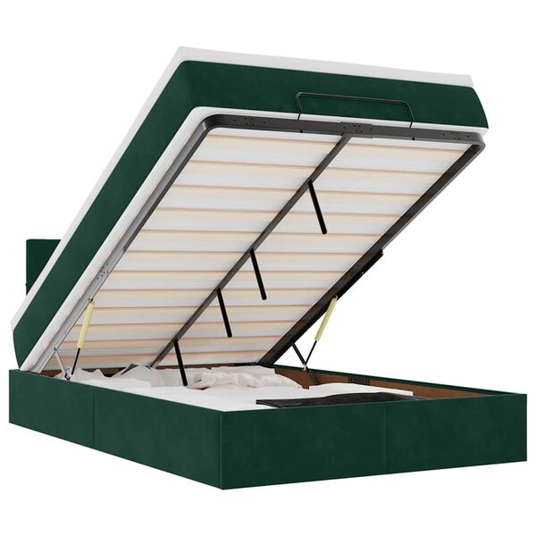vidaXL Cadru de pat otoman cu saltea verde &icirc;nchis 120x200cm catifea