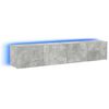 vidaXL Comode TV de perete cu lumini LED 2 buc. gri beton 80x35x31 cm