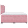 vidaXL Pat box spring cu saltea, roz, 200x200 cm, catifea