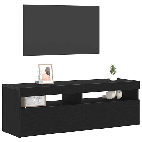 vidaXL Cabinet TV Stejar Negru 120 x 35 x 40 cm Lemn compozit