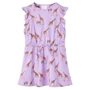 Rochie de copii, m&acirc;neci cu volane șnur talie, lila 104