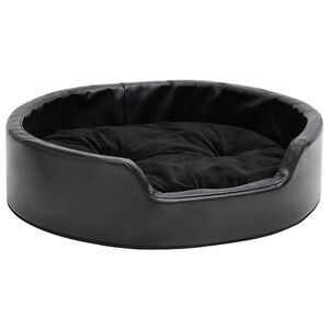 vidaXL Pat pentru c&acirc;ini, negru, 69x59x19 cm, pluș/piele ecologică