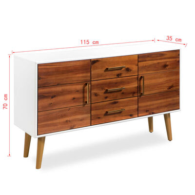 vidaXL Servantă din lemn masiv de acacia, 115 x 35 x 70 cm