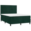 vidaXL Pat box spring cu saltea, verde &icirc;nchis, 140x200 cm, catifea