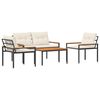 vidaXL Set de Mobilier pentru Exterior 4 pcs Alb crem poliratan