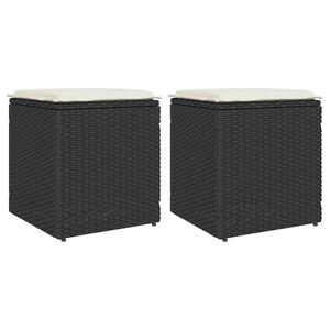 vidaXL Scaune de grădină cu perne 2 buc Negru 40x40x43 cm Poly Ratan