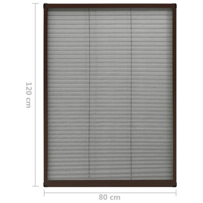 vidaXL Plasă insecte plisse pentru ferestre, maro, 80x120 cm, aluminiu