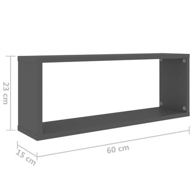 vidaXL Rafturi de perete cub, 4 buc, gri, 60x15x23 cm, PAL