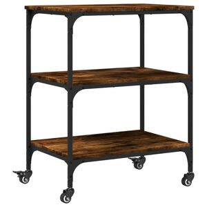 vidaXL Cărucior de bucătărie stejar fumuriu 60x41x76 cm lemn prelucrat