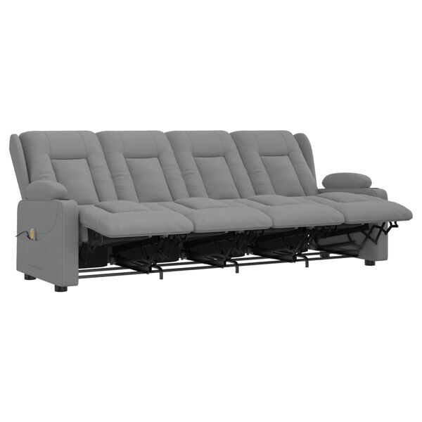 vidaXL Fotoliu masaj rabatabil 4 locuri/suport pahar, gri, piele eco