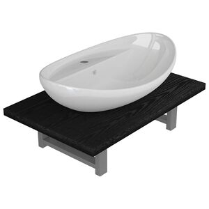 vidaXL Set mobilier de baie, 2 piese, negru, ceramică