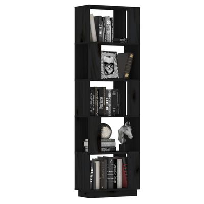 vidaXL Bibliotecă/Separator cameră negru 51x25x163,5 cm lemn masiv pin
