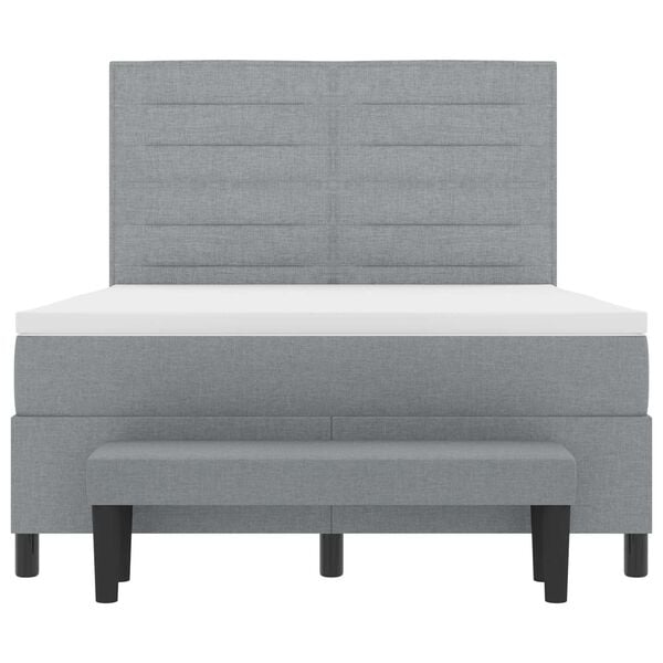 vidaXL Pat cu arcuri cu headboard Gri deschis 140 x 190 cm țesătură