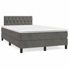 vidaXL Pat box spring cu saltea, gri &icirc;nchis, 120x190 cm, catifea