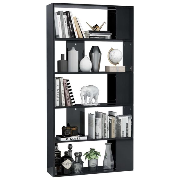 vidaXL Bibliotecă/Separator cameră negru extralucios 80x24x159 cm PAL