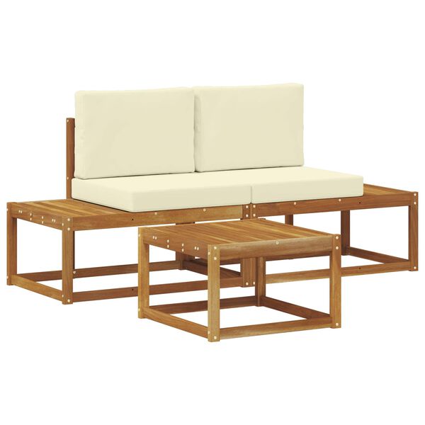 vidaXL Set de canapele de exterior cu pernă 3 pcs natural