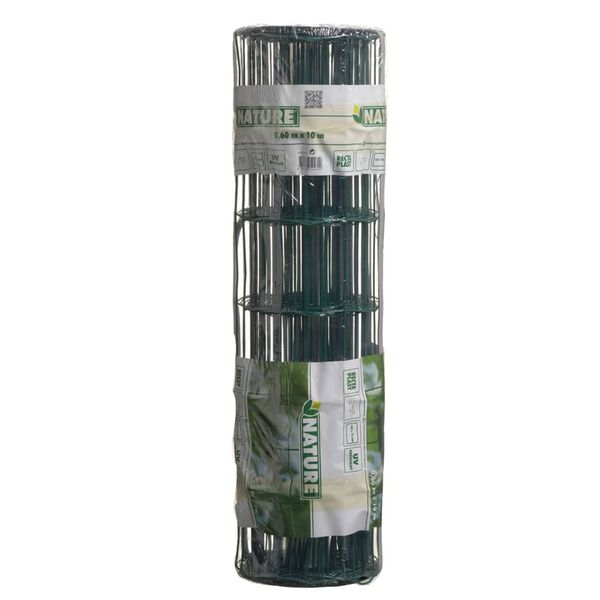Nature Plasă din s&acirc;rmă verde 0,6 x 10 m oțel cu plastic dreptunghiular