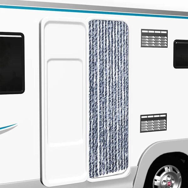 vidaXL Perdea de insecte, albastru, alb, argintiu, 56x185 cm, Chenille